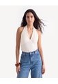 Top Halter Textura Suave  Para Mujer Crema Seven Seven de Seven Seven