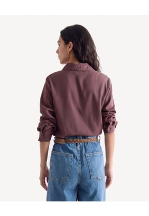 Blusa Rústica Manga Ajustable  Para Mujer Café Seven Seven