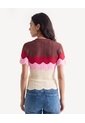 Camiseta Ondas Con Acabado En Rib  Para Mujer Café Seven Seven de Seven Seven