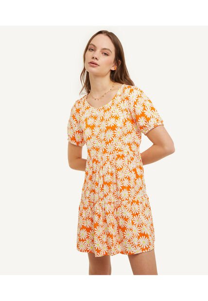 Vestido Para Mujer Manga Corta Color Naranja Marca Seven Seven #28171088