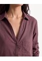 Blusa Rústica Manga Ajustable  Para Mujer Café Seven Seven de Seven Seven