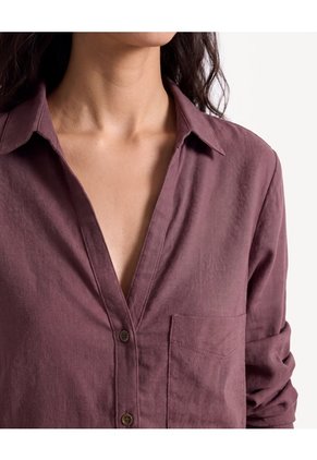 Blusa Rústica Manga Ajustable  Para Mujer Café Seven Seven