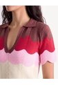 Camiseta Ondas Con Acabado En Rib  Para Mujer Café Seven Seven de Seven Seven