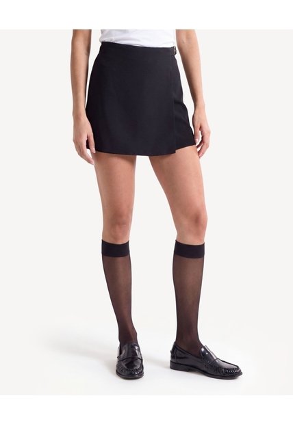 Falda Skort Con Hebilla  Para Mujer Negro Seven Seven