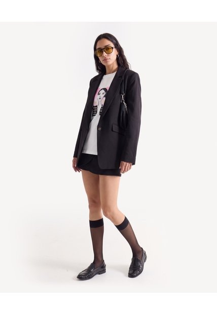Camiseta Holgada Estampado En Frente  Para Mujer Crudo Seven Seven