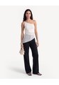 Camiseta One Shoulder Encaje  Para Mujer Marfil Seven Seven de Seven Seven