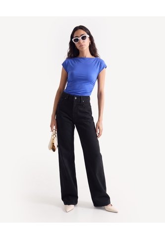 Camiseta Hombro Largo Con Recogidos  Para Mujer Azul Seven Seven Seven Seven