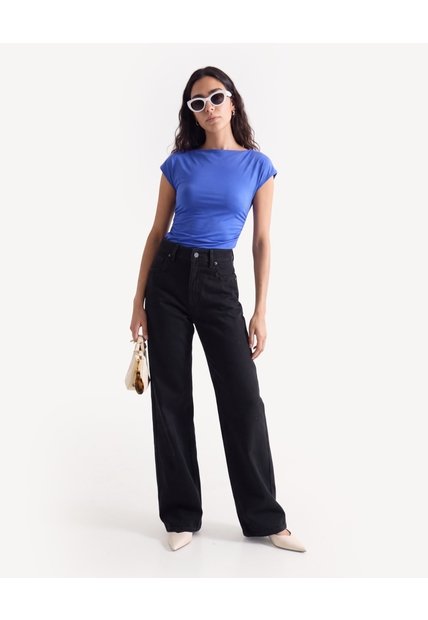 Camiseta Hombro Largo Con Recogidos  Para Mujer Azul Seven Seven