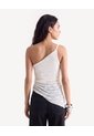 Camiseta One Shoulder Encaje  Para Mujer Marfil Seven Seven de Seven Seven
