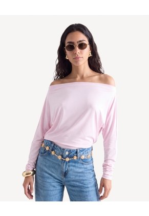 Camiseta Kimono Hombro Caído Para Mujer Rosado Seven Seven