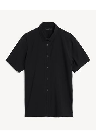 Camisa  Para Hombre Manga Corta Sin Bolsillo Cuello Casual M Color Negro Marca Seven Seven #45012222 Seven Seven