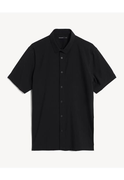 Camisa  Para Hombre Manga Corta Sin Bolsillo Cuello Casual M Color Negro Marca Seven Seven #45012222