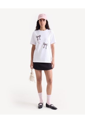 Camiseta Amplia Estampado Frontal  Para Mujer Crudo Seven Seven Seven Seven