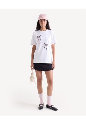 Camiseta Amplia Estampado Frontal Para Mujer Crudo Seven Seven