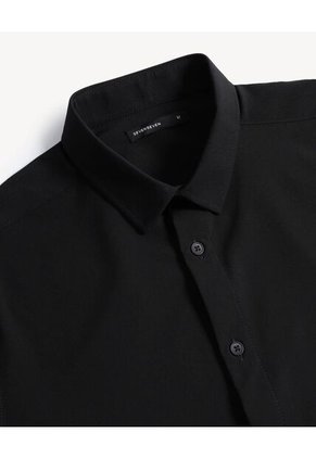Camisa  Para Hombre Manga Corta Sin Bolsillo Cuello Casual M Color Negro Marca Seven Seven #45012222