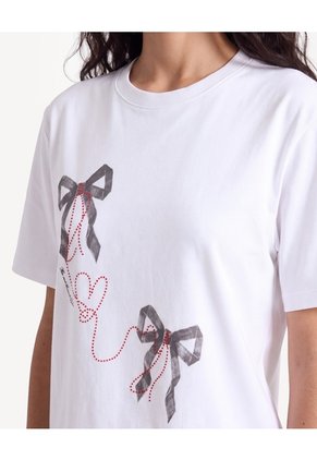 Camiseta Amplia Estampado Frontal Para Mujer Crudo Seven Seven