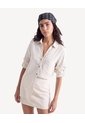 Blusa Manga Larga Escote En V  Para Mujer Crudo Seven Seven de Seven Seven