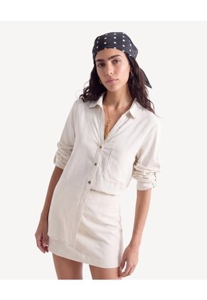 Blusa Manga Larga Escote En V Para Mujer Crudo Seven Seven