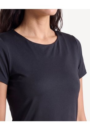 Camiseta Tipo Body Ajustado Manga Corta  Para Mujer Negro Seven Seven
