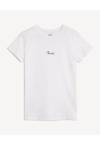 Camiseta Con Estapado De Perro Salchicha  Para Mujer Crudo Seven Seven Seven Seven