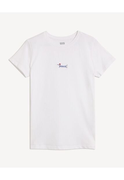 Camiseta Con Estapado De Perro Salchicha  Para Mujer Crudo Seven Seven