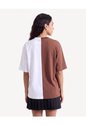 Camiseta Oversize Con Bordado De Oso Para Mujer Café Seven Seven
