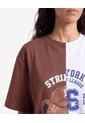 Camiseta Oversize Con Bordado De Oso  Para Mujer Café Seven Seven de Seven Seven