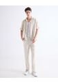 Camisa Oversize Resort A Rayas  Para Hombre Beige Seven Seven de Seven Seven