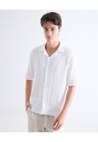 Camisa  Para Hombre Manga Corta Sin Bolsillo Cuello Resort Color Blanco Marca Seven Seven #45012231 Seven Seven