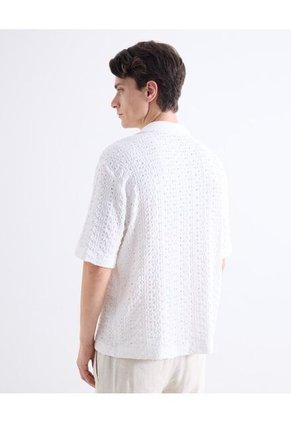 Camisa Tejida Casual  Para Hombre Blanco Seven Seven