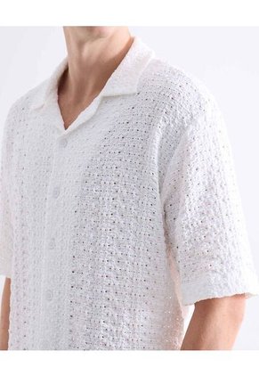 Camisa Tejida Casual  Para Hombre Blanco Seven Seven