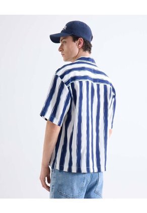 Camisa Resort Estampada  Para Hombre Azul Seven Seven