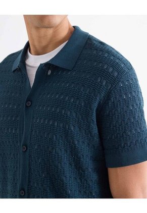 Camisa Para Hombre Manga Corta Sin Bolsillo Cuello Casual M Color Azul Marca Seven Seven #45012174