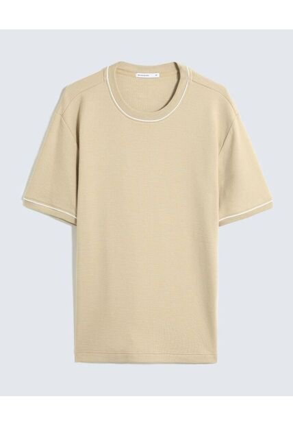 Camiseta Para Hombre Manga Corta Cuello Redondo Color Beige Marca Seven Seven #45092716