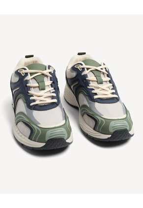Tenis Tejido Con Refuerzos  Para Hombre Verde Seven Seven