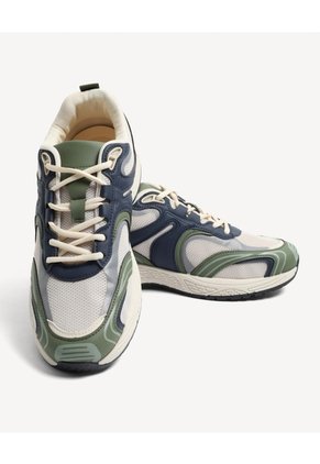 Tenis Tejido Con Refuerzos  Para Hombre Verde Seven Seven