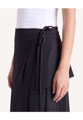 Falda Midi Cruzada Con Lazo  Para Mujer Negro Seven Seven