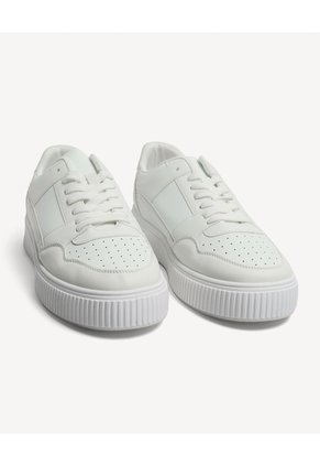Tenis Suela Ancha Cordones  Para Hombre Blanco Seven Seven
