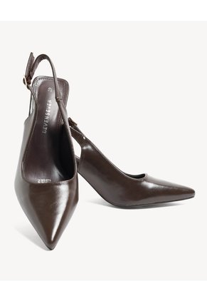 Tacones Destalonados Punta Fina  Para Mujer Café Seven Seven