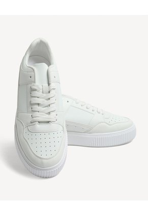 Tenis Suela Ancha Cordones  Para Hombre Blanco Seven Seven