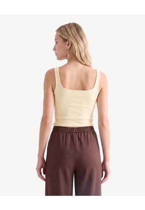 Camiseta Escote Cuadrado  Para Mujer Crema Seven Seven