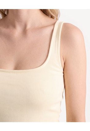 Camiseta Escote Cuadrado  Para Mujer Crema Seven Seven
