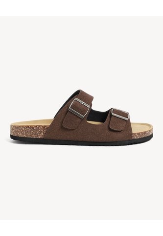 Sandalias Doble Hebilla Textura  Para Hombre Café Seven Seven Seven Seven