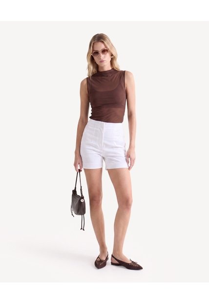 Camiseta Mesh Con Corbata  Para Mujer Café Seven Seven