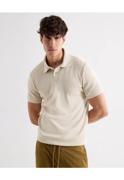 Polo Para Hombre Cuello Tejido Sin Bolsillo Color Beige Marca Seven Seven #45110899