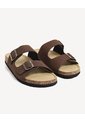 Sandalias Doble Hebilla Textura  Para Hombre Café Seven Seven de Seven Seven