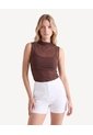 Camiseta Mesh Con Corbata  Para Mujer Café Seven Seven de Seven Seven