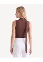 Camiseta Mesh Con Corbata  Para Mujer Café Seven Seven de Seven Seven