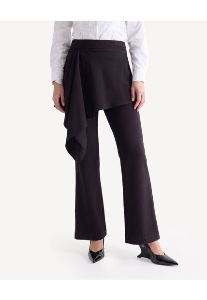 Falda Pantalón Cruzada  Para Mujer Negro Seven Seven