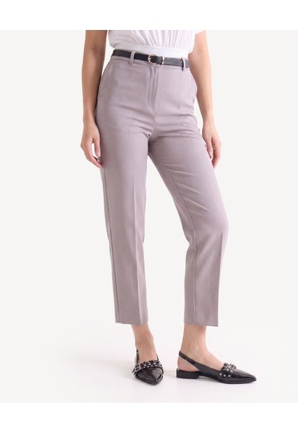 Pantalón Con Cinturón Ajustable  Para Mujer Taupe Seven Seven